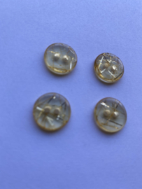 Knoop transparant goud met glitter streepjes 15mm