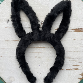 Diadeem haarband vacht konijn zwart.