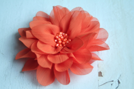 Bloem chiffon oranje 11cm.