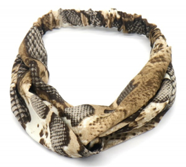 Haarband zebraprint camel/wit