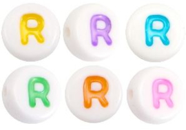 Letterkraal van acryl letter R Multicolor-Wit