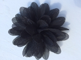 Glitter bloem zwart 7cm. 