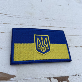 Strijkapplicatie Oekraïense vlag 8cm.