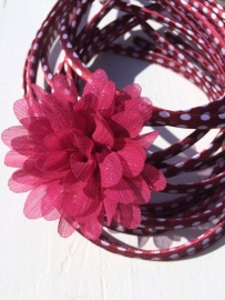 Diadeem satijn ruby wine/bordeaux polkadot 1cm