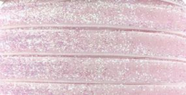 Elastisch wit/roze glitter haarband 1cm