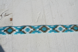 Elastisch haarband  blauw met ibiza print