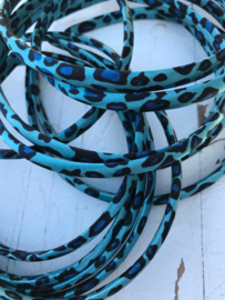 Diadeem tijger/panter  turquoise-zwart-blauw 1cm