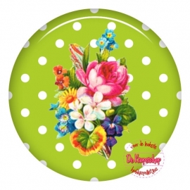 Flatback bloemen polka dot lime (k131)