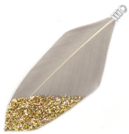 Veertjes dip-dye glitter Taupe grey-goud