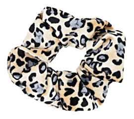 Scrunchies Haarwokkel tijger/panter velvet  zwart/grijs