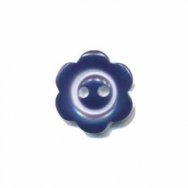 Bloemknoop met rand donkerblauw 15 mm