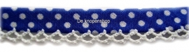 Biasband kantje stippel  royal blue/cobalt blauw katoen