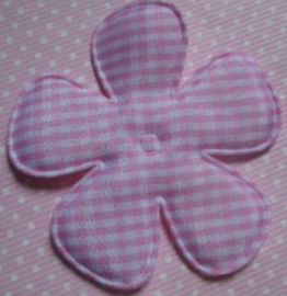 Geruite bloem 6,5cm licht roze satijn