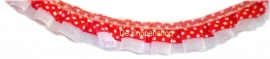 Ruche polka dot organza rood & wit