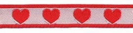 Rood-wit hartjesband 2 -zijdig 12 mm