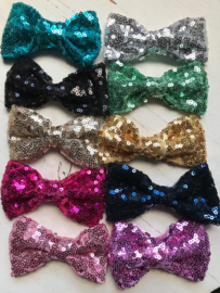 Strik  glitter/glitter dubbele boog 8.5 cm hot pink