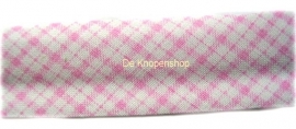 Biasband roze ruitje (1)