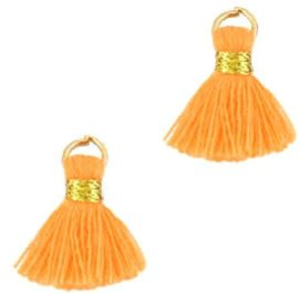 Kwastje Ibiza/bohemian  style 1.5cm Gold-oranje