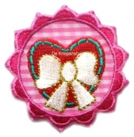 A0359 Witte strik op fuchsia ruitje