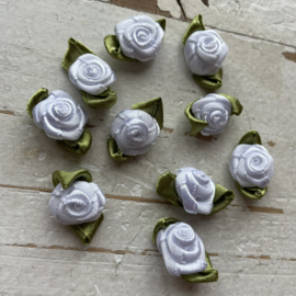 Roosje met blad offwhite 2.2cm.