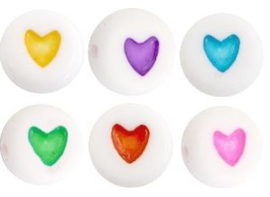 kraal van acryl hartjes Multicolor-Wit