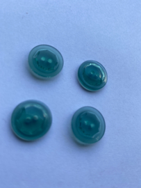 Knoop transparant turquoise zeshoek 15mm