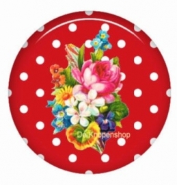 Flatback bloemen polka dot rood (k129)
