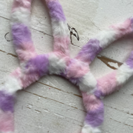 Diadeem haarband vacht konijn paars roze wit.