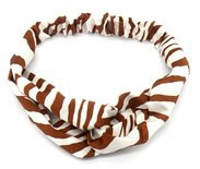 Haarband zebraprint camel/wit