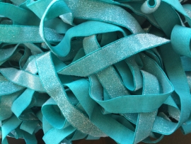 Elastisch haarband mint/teal glitter 1.7cm