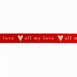 Sierband hartje all my love rood