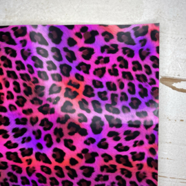 leer panter/tijger zwart pink glanzend 20x30 cm