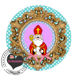 Flatback  sinterklaas frame blue polkadot