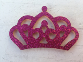 Kroon glitter hot pink 6x4cm.