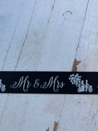 Sierband tekst Mr & Mrs  2.5 cm zwart