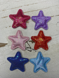 Ster met glitter diverse kleuren 4.3cm.