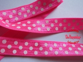 Haarband elastiek fel roze polkadot 1,5 cm