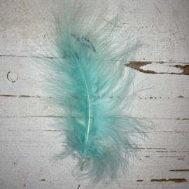 Pluizige veren groen, licht blauw, blauw en mint.