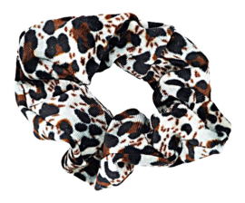 Scrunchies Haarwokkel tijger/panter velvet zwart/coral