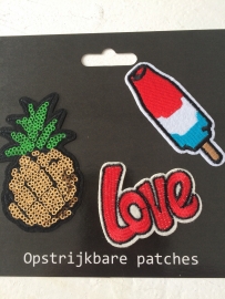 Patches ijs/love/ananas opstrijkbaar