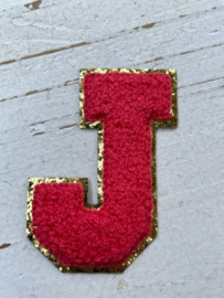 Opstrijkbare applicatie letter W  geel-goud glitter