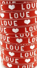 Sierband "Love hartje" rood/wit diy armbandjes