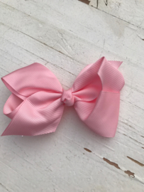 Strik dubbel licht roze groot 11cm.