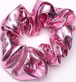Scrunchies Haarwokkel metalic roze