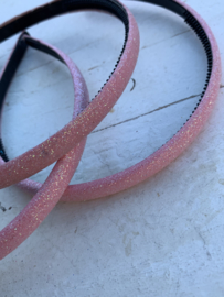 Diadeem glitter roze 1cm