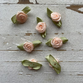 Roosjes met blad zalm 3cm.