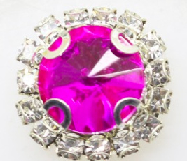 Rhinestone rond hot pink 1.5cm.