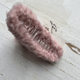 Haarclip groot teddy roze 14cm.