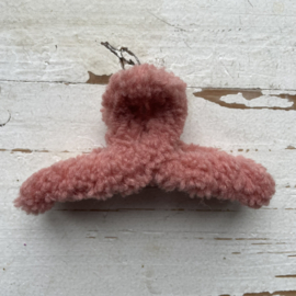 Haarclip groot teddy donker roze 14cm.