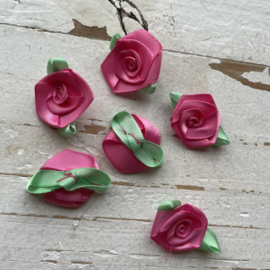 Roosjes met mint blad roze 3.5cm.